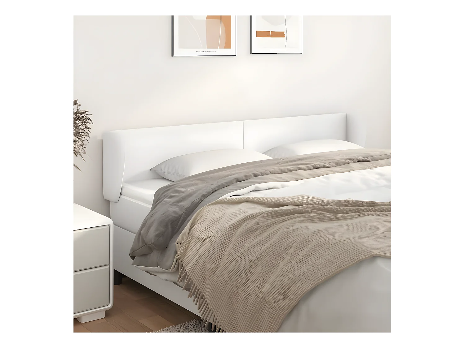 Kopfteil für Bett | Bett-Kopfteil mit Ohren Weiß 183x23x78/88 cm Kunstleder -MN690482
