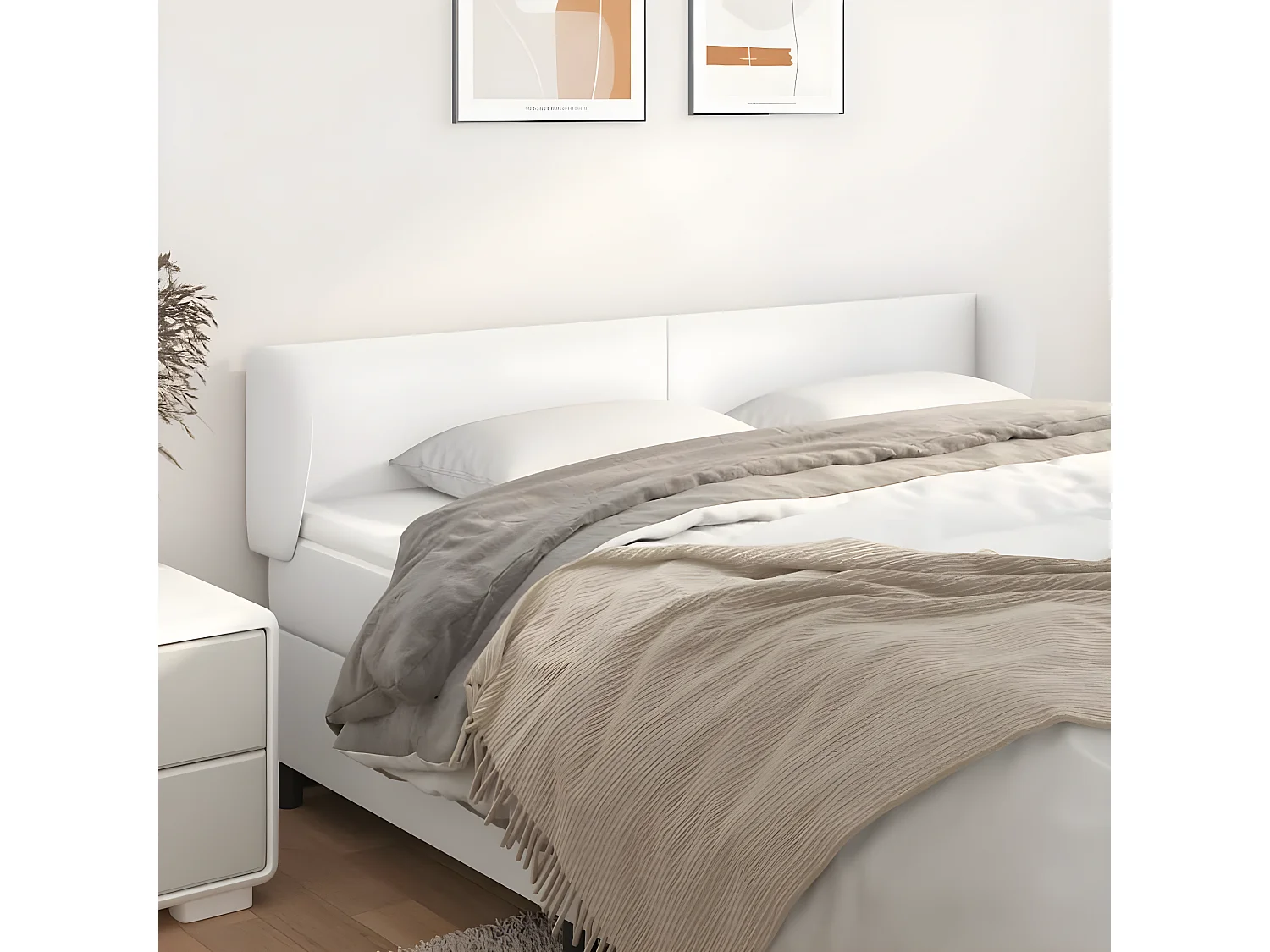 Kopfteil für Bett | Bett-Kopfteil mit Ohren Weiß 183x23x78/88 cm Kunstleder -MN690482