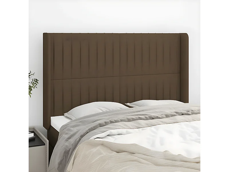 Kopfteil für Bett | Bett-Kopfteil mit Ohren Dunkelbraun 147x16x118/128 cm Stoff -MN957313