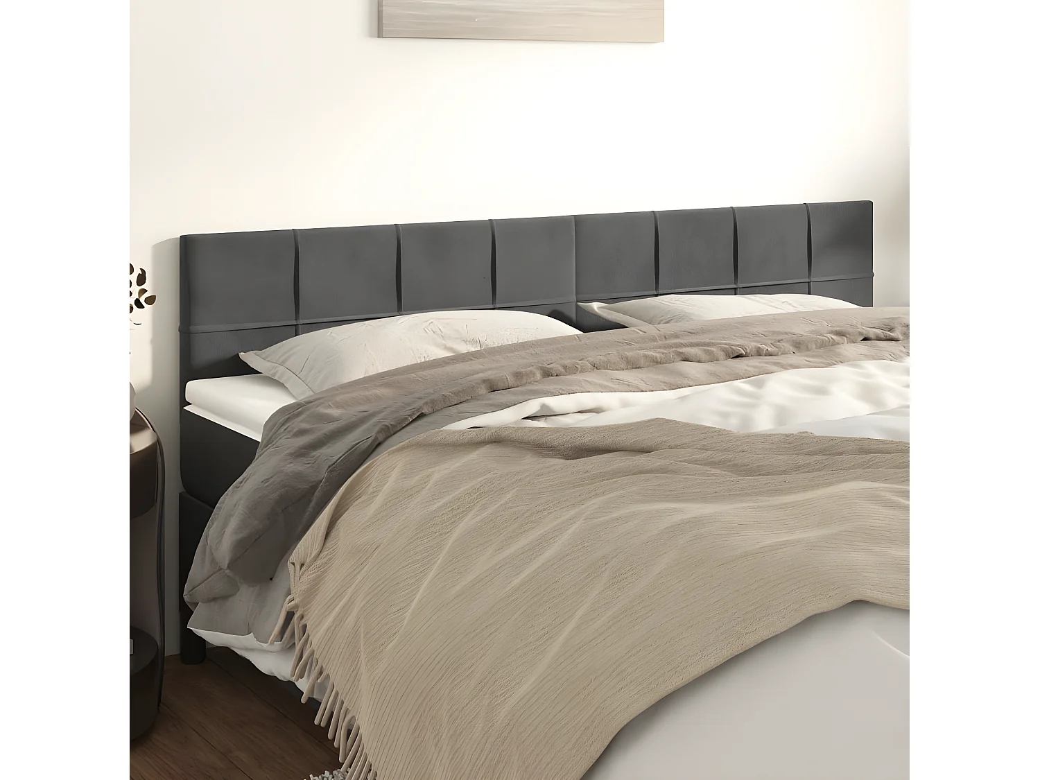 2er Kopfteil für Bett | Bett-Kopfteile Dunkelgrau 80x5x78/88 cm Samt -MN792679