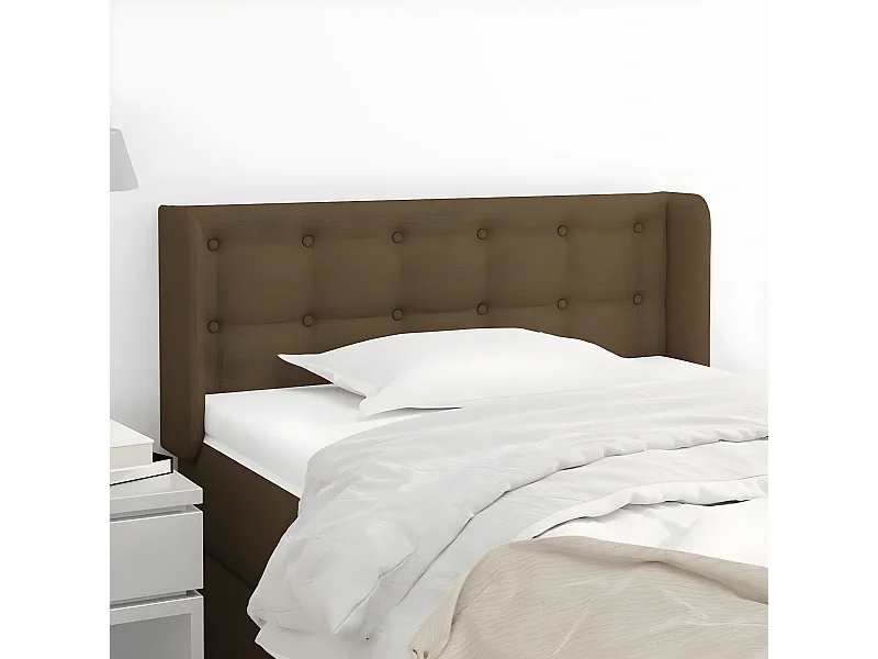Kopfteil für Bett | Bett-Kopfteil mit Ohren Dunkelbraun 93x16x78/88 cm Stoff  -MN276170