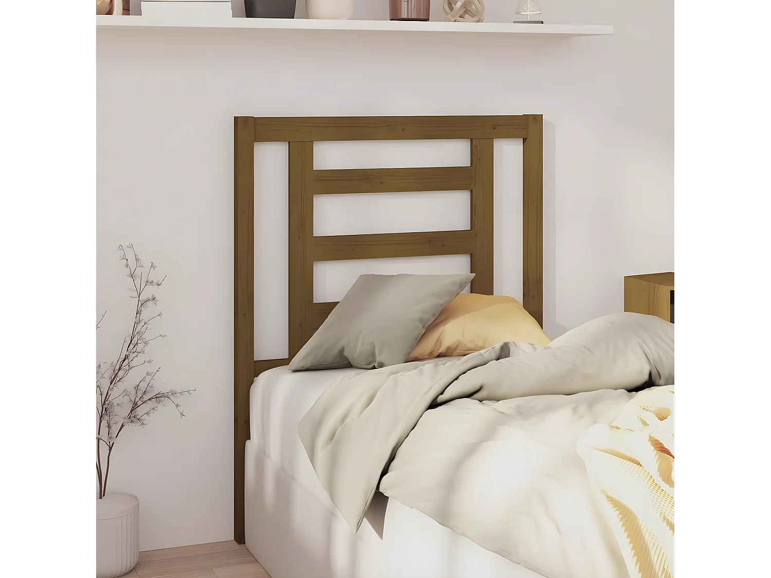Kopfteil für Bett | Bett-Kopfteil Honigbraun 81x4x100 cm Massivholz Kiefer -MN706377