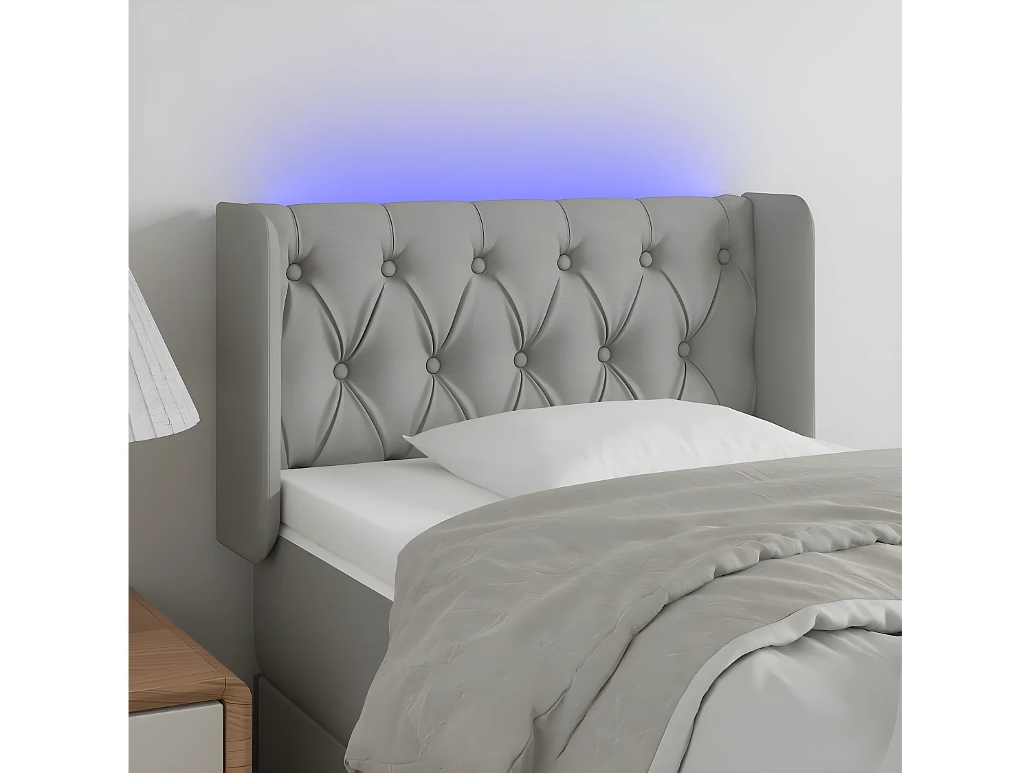 LED - Kopfteil für Bett | Bett-Kopfteil Hellgrau 83x16x78/88 cm Stoff -MN395036