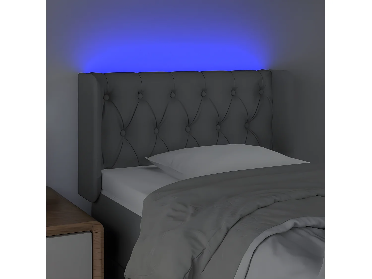 LED - Kopfteil für Bett | Bett-Kopfteil Hellgrau 83x16x78/88 cm Stoff -MN395036