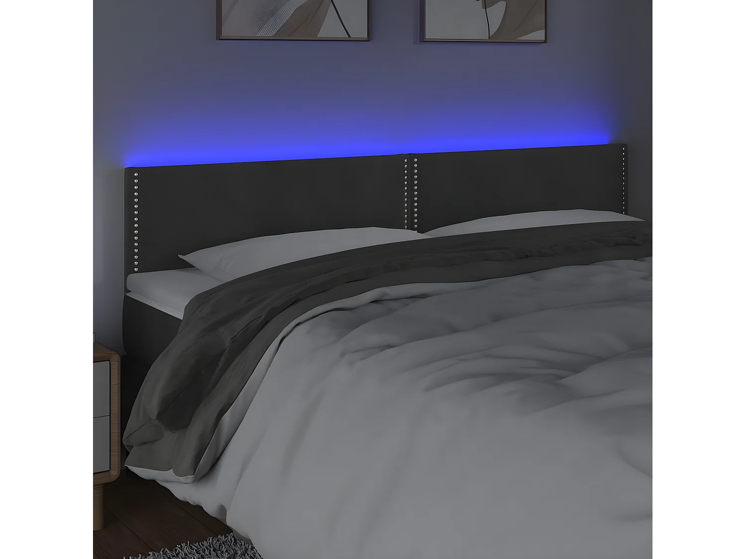 LED - Kopfteil für Bett | Bett-Kopfteil Dunkelgrau 160x5x78/88 cm Samt -MN172603