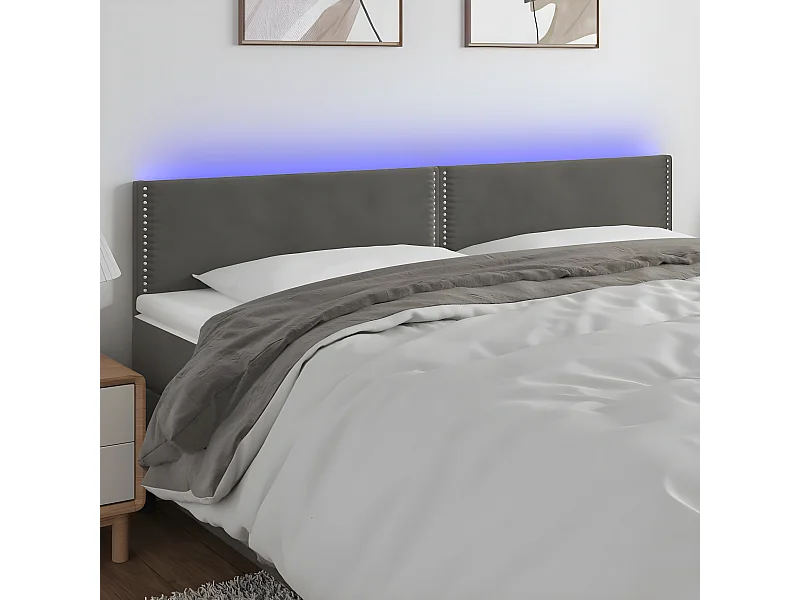 LED - Kopfteil für Bett | Bett-Kopfteil Dunkelgrau 160x5x78/88 cm Samt -MN172603