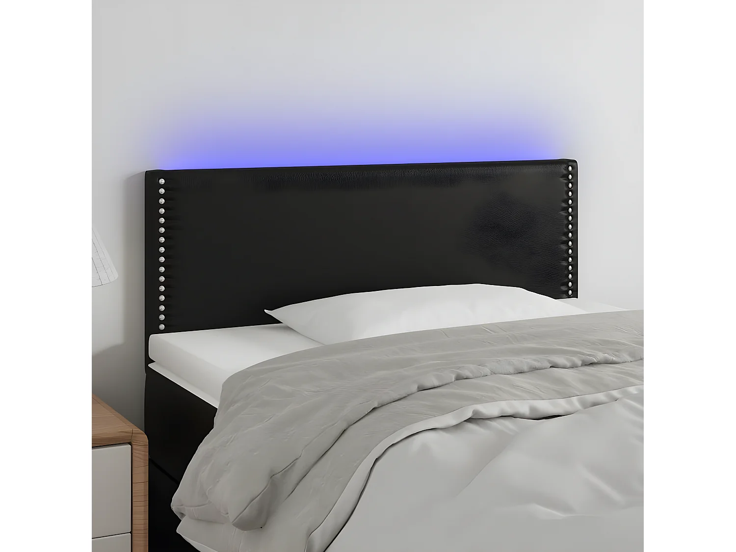LED - Kopfteil für Bett | Bett-Kopfteil Schwarz 80x5x78/88 cm Kunstleder -MN150958
