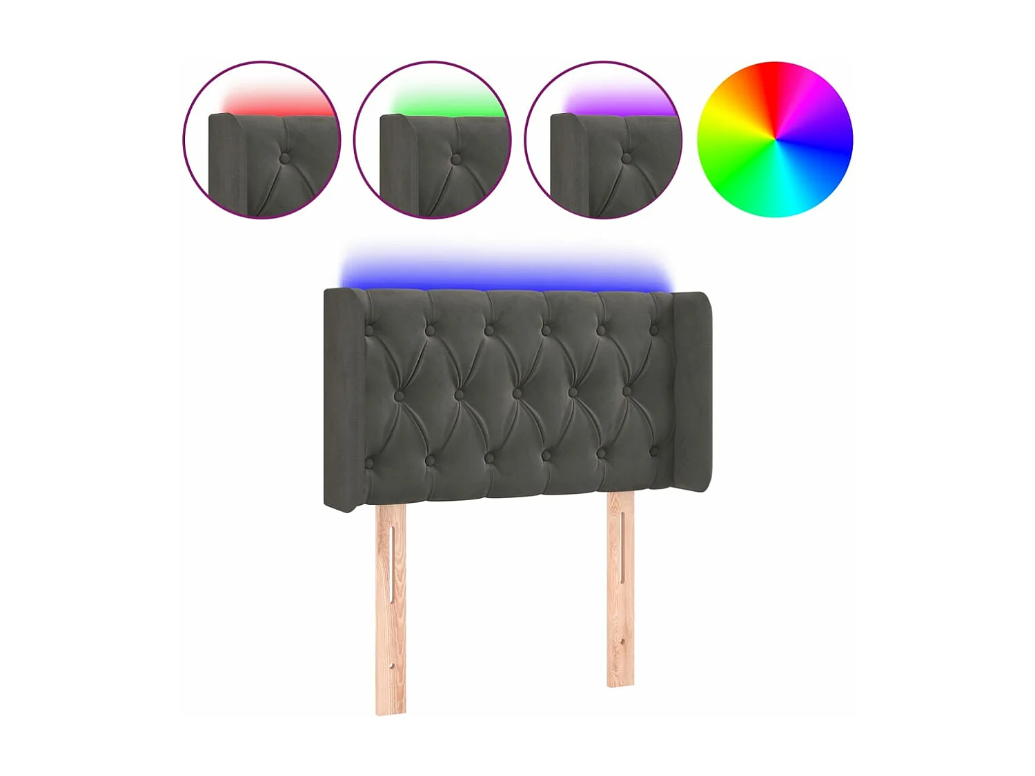 LED - Kopfteil für Bett | Bett-Kopfteil Dunkelgrau 83x16x78/88 cm Samt -MN456521