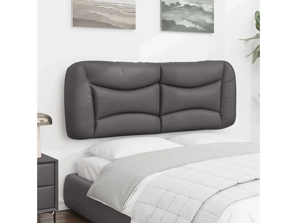 Kopfteil für Bett | Bett-Kopfteil-Kissen Grau 140 cm Kunstleder -MN314443