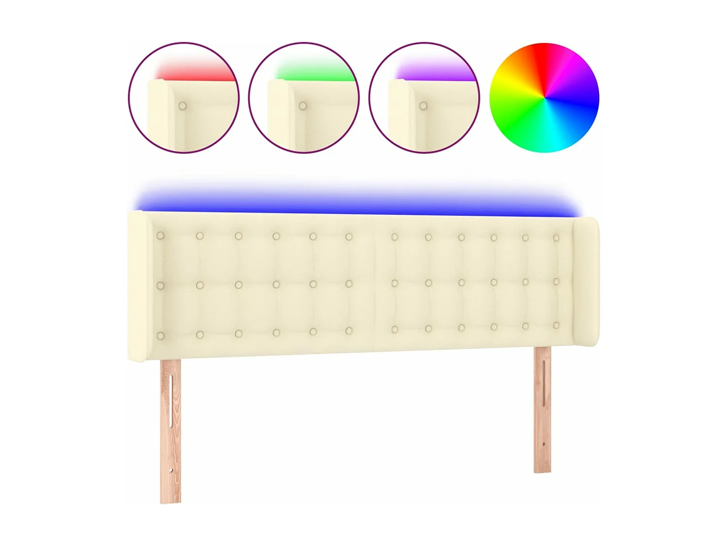 LED - Kopfteil für Bett | Bett-Kopfteil Creme 147x16x78/88 cm Kunstleder -MN792637