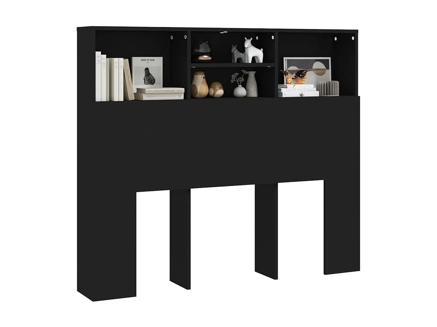 Kopfteil für Bett - Bett-Kopfteil mit Ablagen Schwarz 120x19x103,5 cm -MN835758