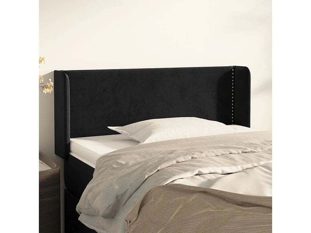 Kopfteil für Bett | Bett-Kopfteil mit Ohren Schwarz 93x16x78/88 cm Samt -MN895115