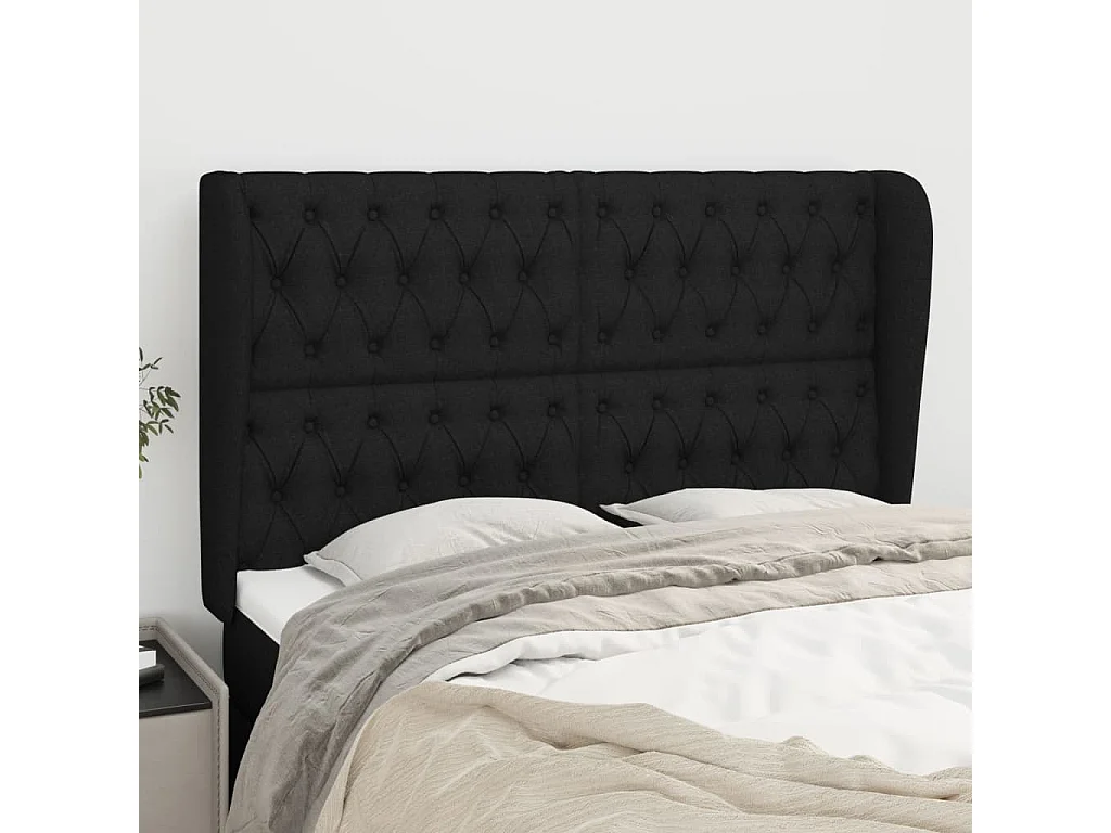 Kopfteil für Bett | Bett-Kopfteil mit Ohren Schwarz 147x23x118/128 cm Stoff -MN204463