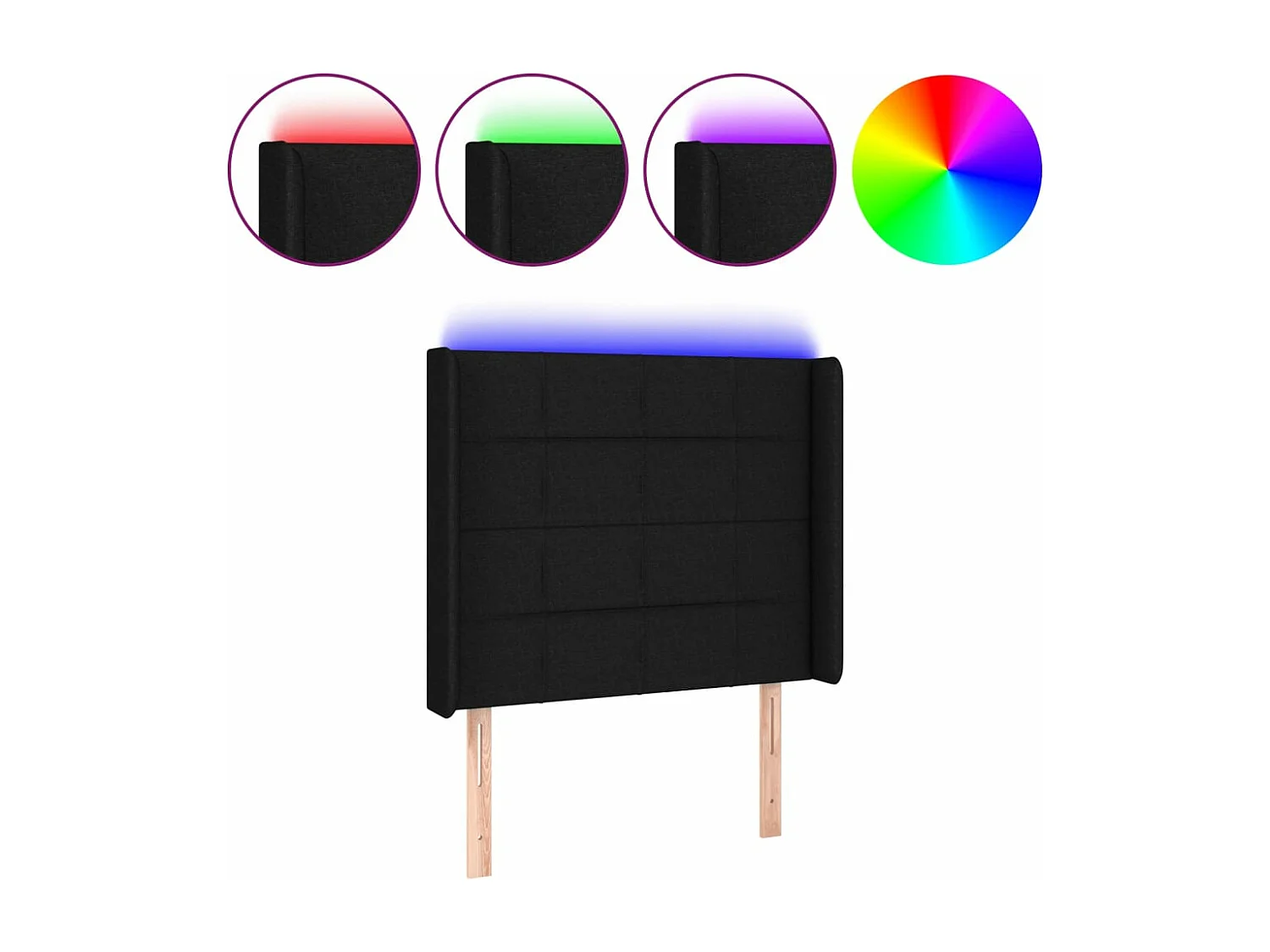 LED - Kopfteil für Bett | Bett-Kopfteil Schwarz 93x16x118/128 cm Stoff -MN867780