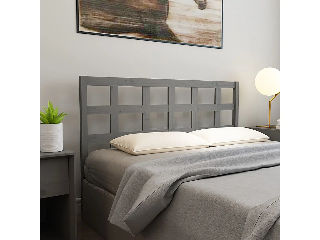 Kopfteil für Bett | Bett-Kopfteil Grau 156x4x100 cm Massivholz Kiefer -MN486103