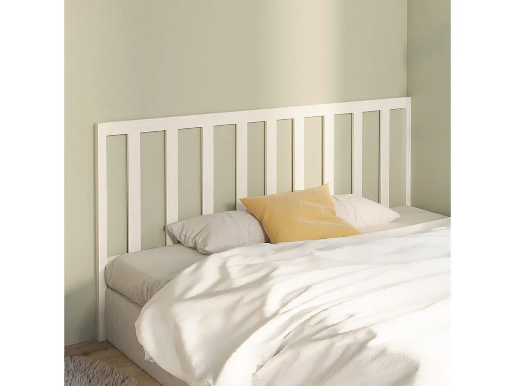 Kopfteil für Bett | Bett-Kopfteil Weiß 206x4x100 cm Massivholz Kiefer -MN221013