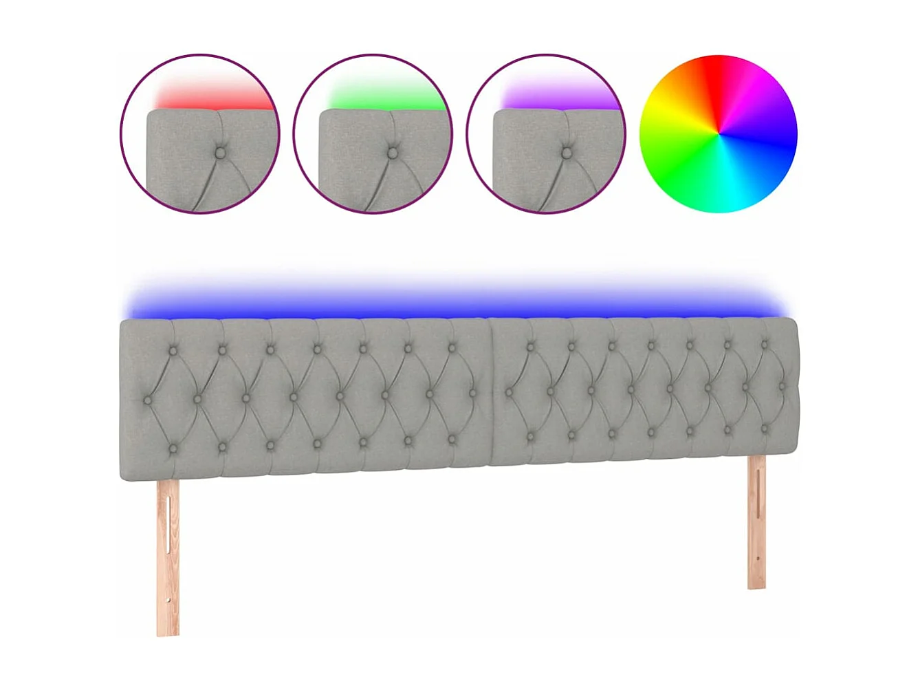 LED - Kopfteil für Bett | Bett-Kopfteil Hellgrau 200x7x78/88 cm Stoff -MN354030