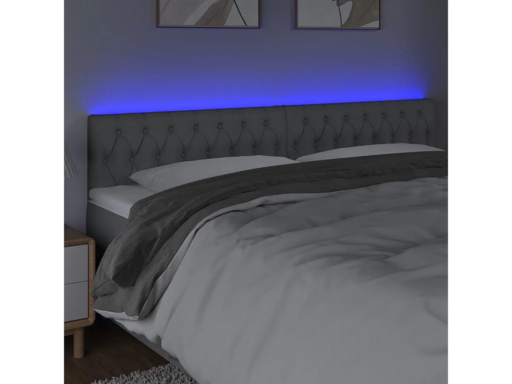 LED - Kopfteil für Bett | Bett-Kopfteil Hellgrau 200x7x78/88 cm Stoff -MN354030