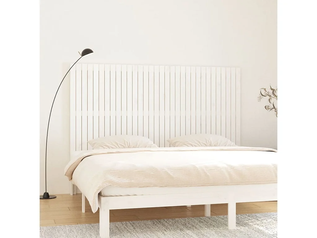 Wand-Kopfteil für Bett | Bett-Kopfteil Weiß 204x3x110 cm Massivholz Kiefer -MN175295