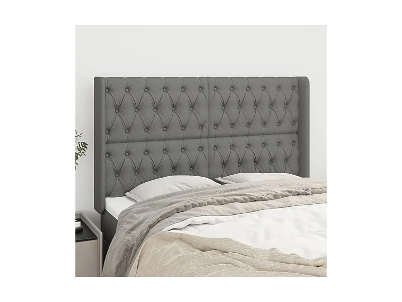 Kopfteil für Bett | Bett-Kopfteil mit Ohren Dunkelgrau 163x16x118/128 cm Stoff -MN983210
