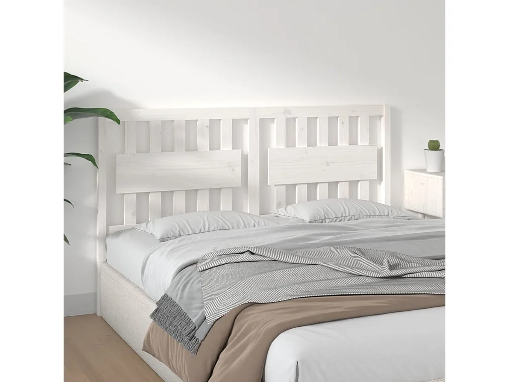 Kopfteil für Bett | Bett-Kopfteil Weiß 155,5x4x100 cm Massivholz Kiefer -MN168756
