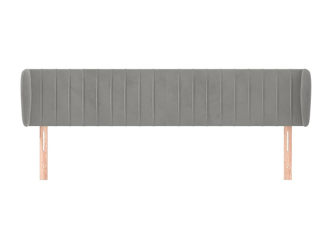 Kopfteil für Bett | Bett-Kopfteil mit Ohren Hellgrau 203x23x78/88 cm Samt -MN176977