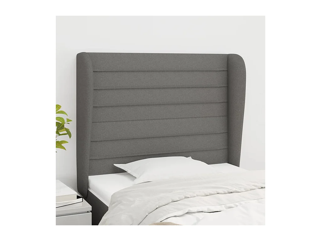 Kopfteil für Bett | Bett-Kopfteil mit Ohren Dunkelgrau 83x23x118/128 cm Stoff -MN700778