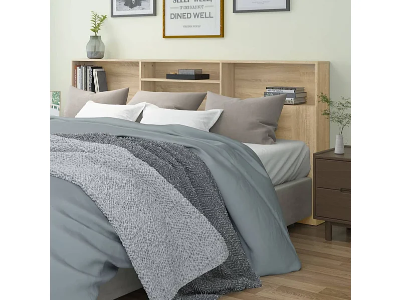Kopfteil für Bett | Bett-Kopfteil mit Ablagen Sonoma-Eiche 220x19x103,5 cm -MN404400