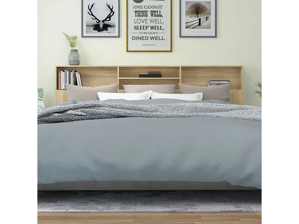 Kopfteil für Bett | Bett-Kopfteil mit Ablagen Sonoma-Eiche 220x19x103,5 cm -MN404400