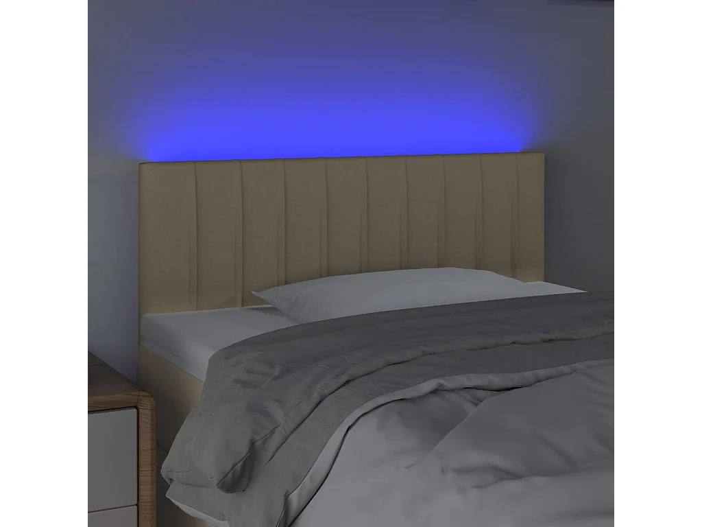 LED - Kopfteil für Bett | Bett-Kopfteil Creme 100x5x78/88 cm Stoff -MN371767
