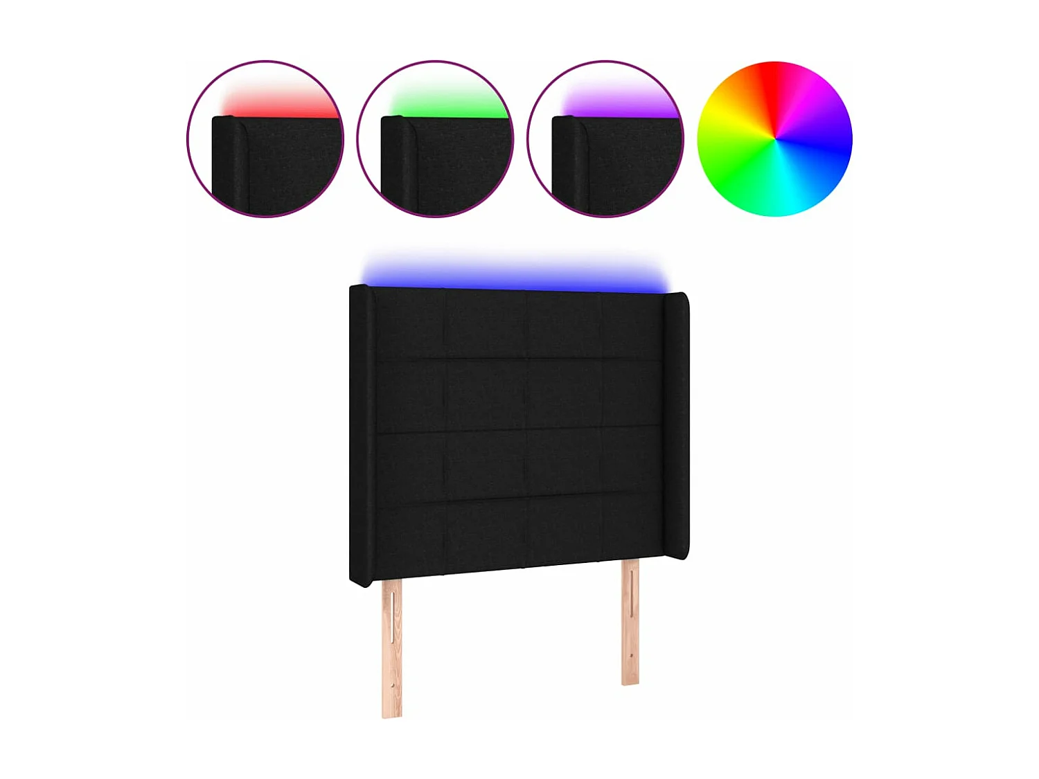 LED - Kopfteil für Bett | Bett-Kopfteil Schwarz 83x16x118/128 cm Stoff -MN162269