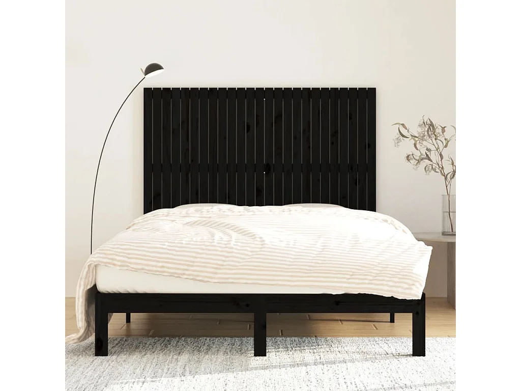Wand-Kopfteil für Bett | Bett-Kopfteil Schwarz 159,5x3x110 cm Massivholz Kiefer -MN585200