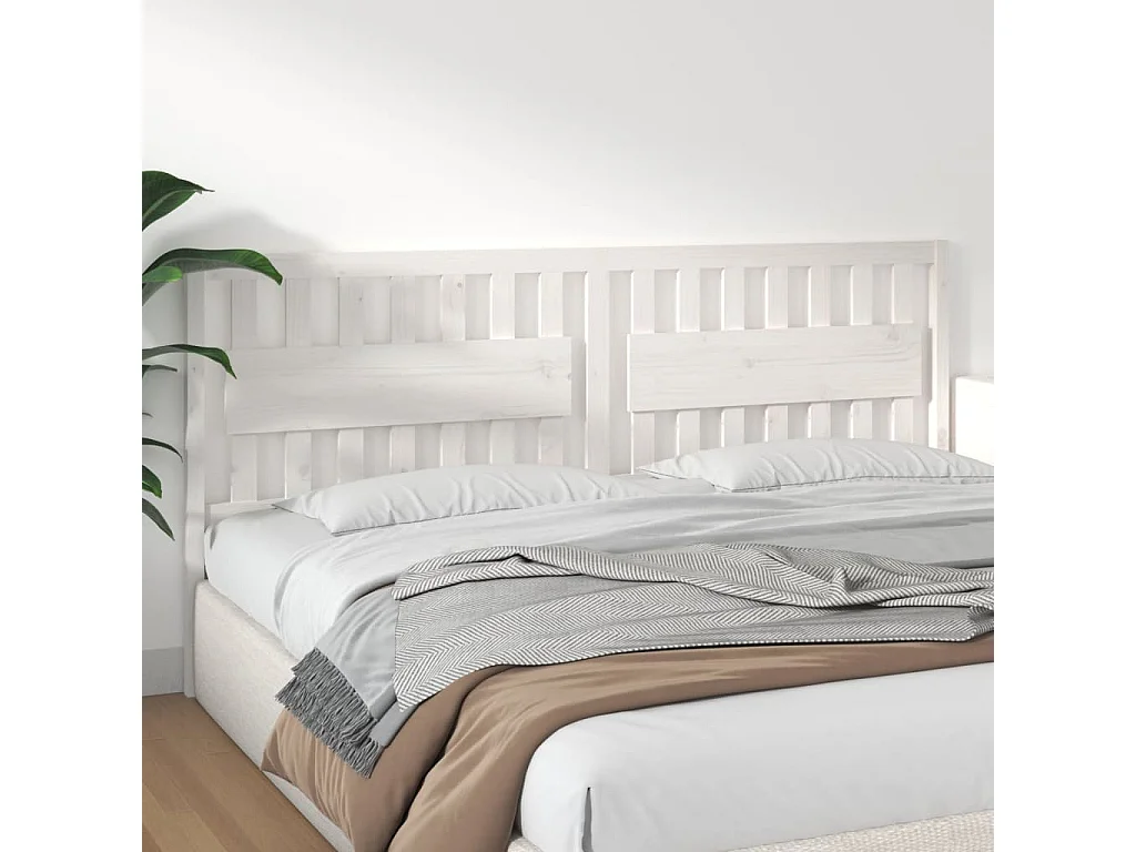 Kopfteil für Bett | Bett-Kopfteil Weiß 205,5x4x100 cm Massivholz Kiefer -MN860015