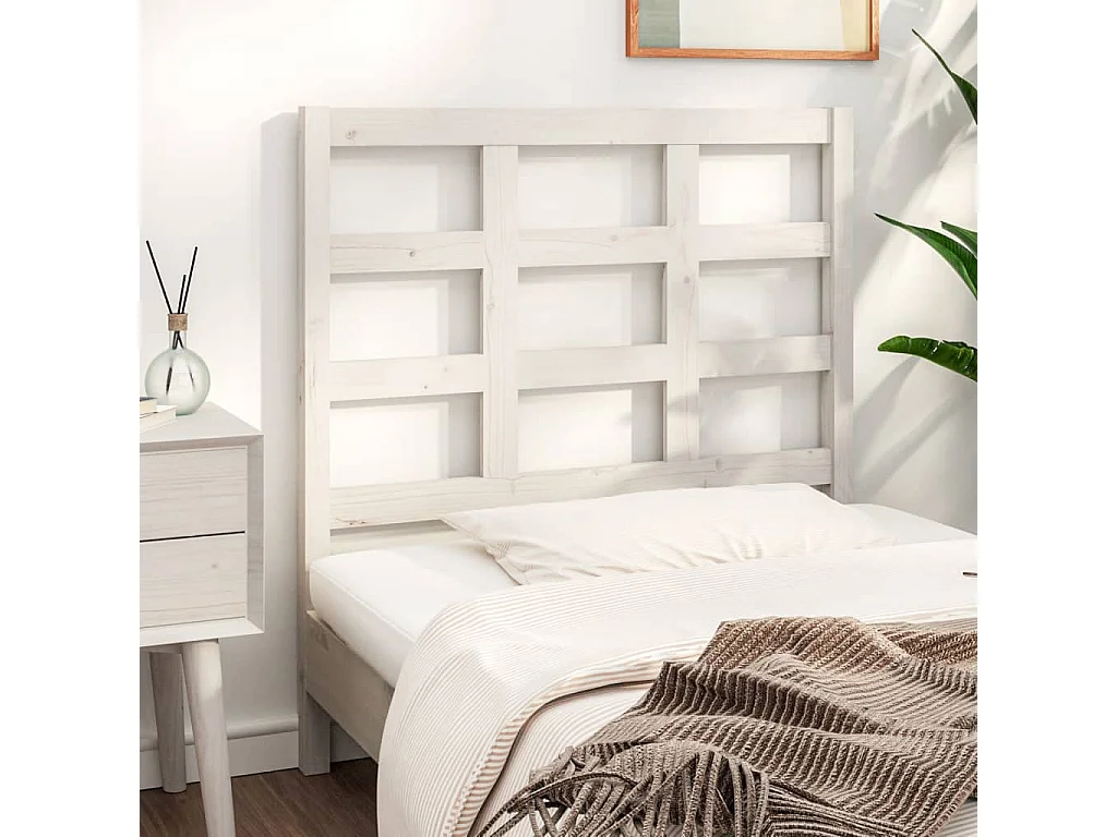 Kopfteil für Bett | Bett-Kopfteil Weiß 95,5x4x100 cm Massivholz Kiefer -MN606059