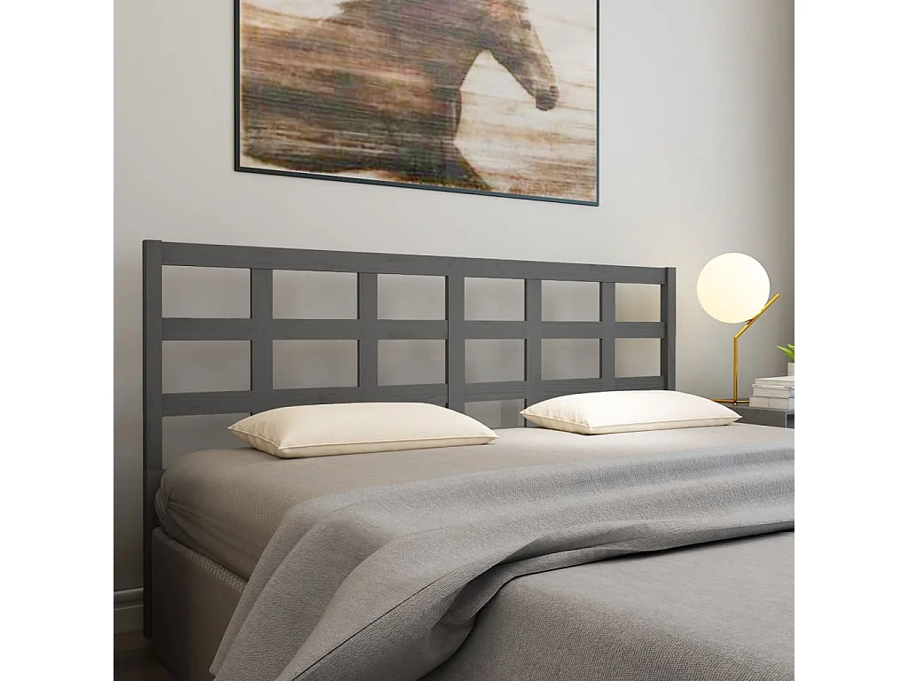 Kopfteil für Bett | Bett-Kopfteil Grau 205,5x4x100 cm Massivholz Kiefer -MN635049