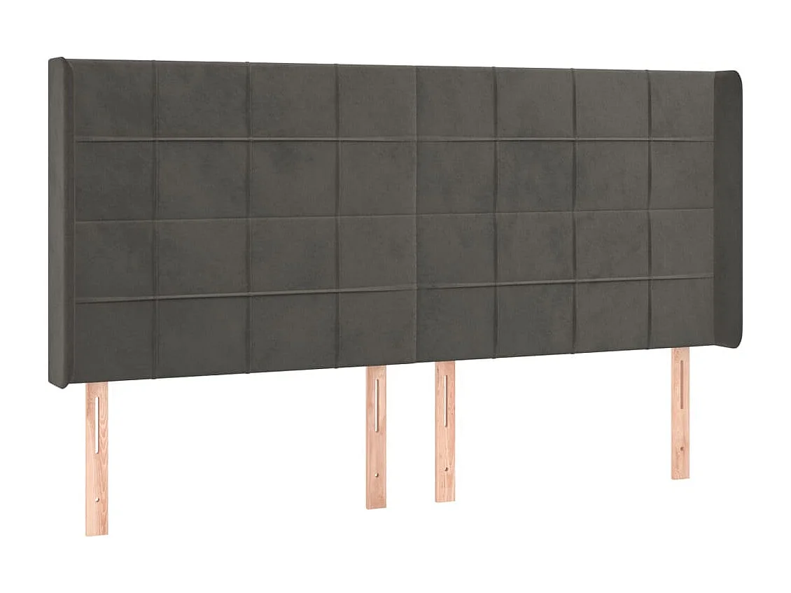 Kopfteil für Bett | Bett-Kopfteil mit Ohren Dunkelgrau 163x16x118/128 cm Samt -MN704156
