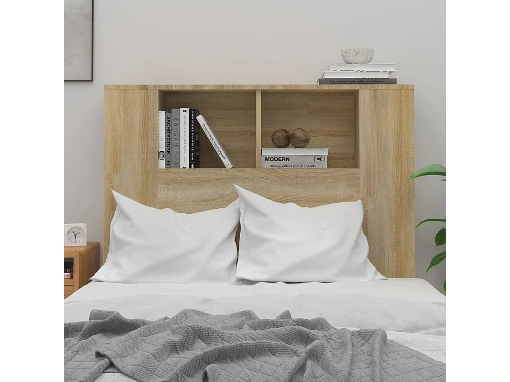 Kopfteil für Bett | Bett-Kopfteil mit Ablagen Sonoma-Eiche 100x18,5x104,5 cm -MN462022