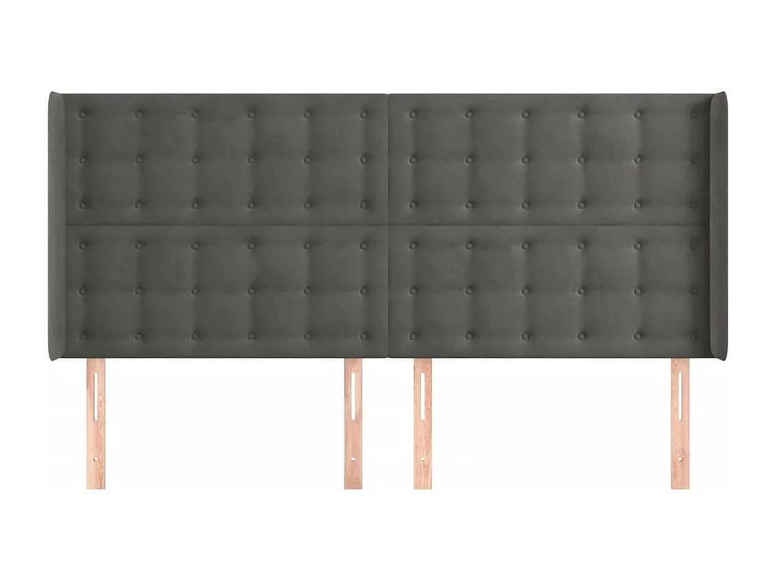 Kopfteil für Bett | Bett-Kopfteil mit Ohren Dunkelgrau 203x16x118/128 cm Samt -MN543353