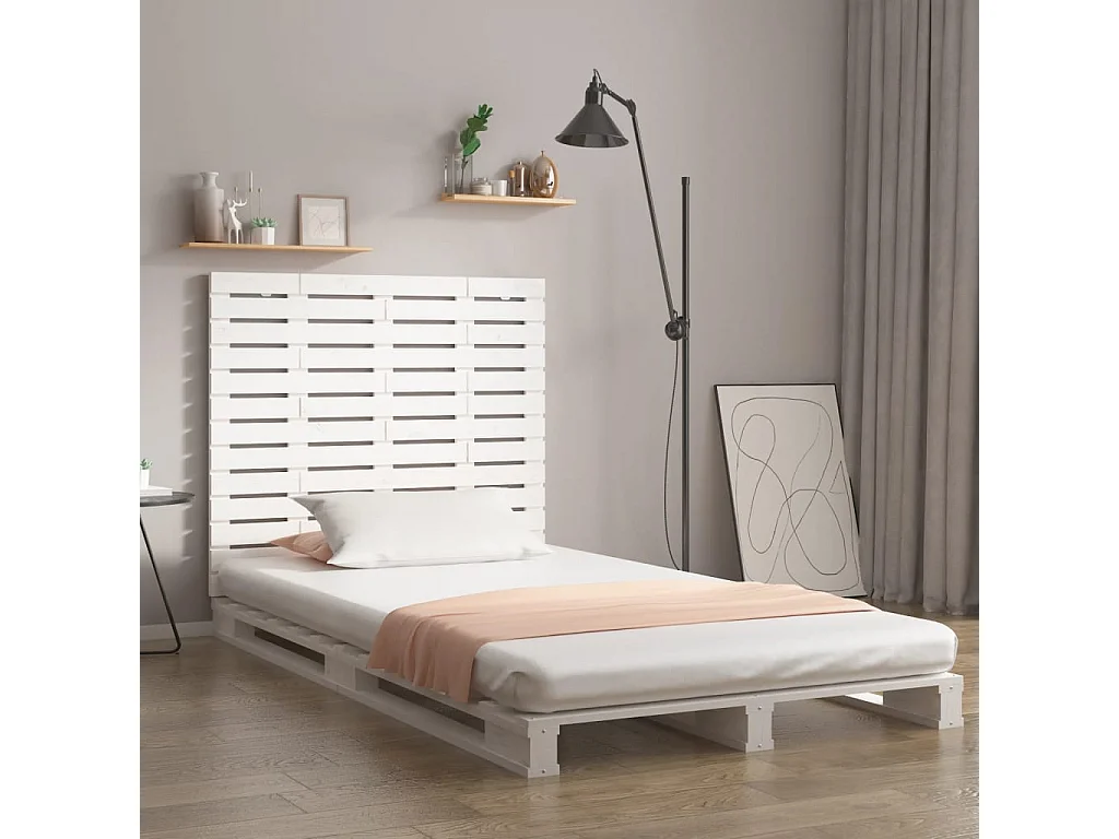Wand-Kopfteil für Bett | Bett-Kopfteil Weiß 126x3x91,5 cm Massivholz Kiefer -MN246954