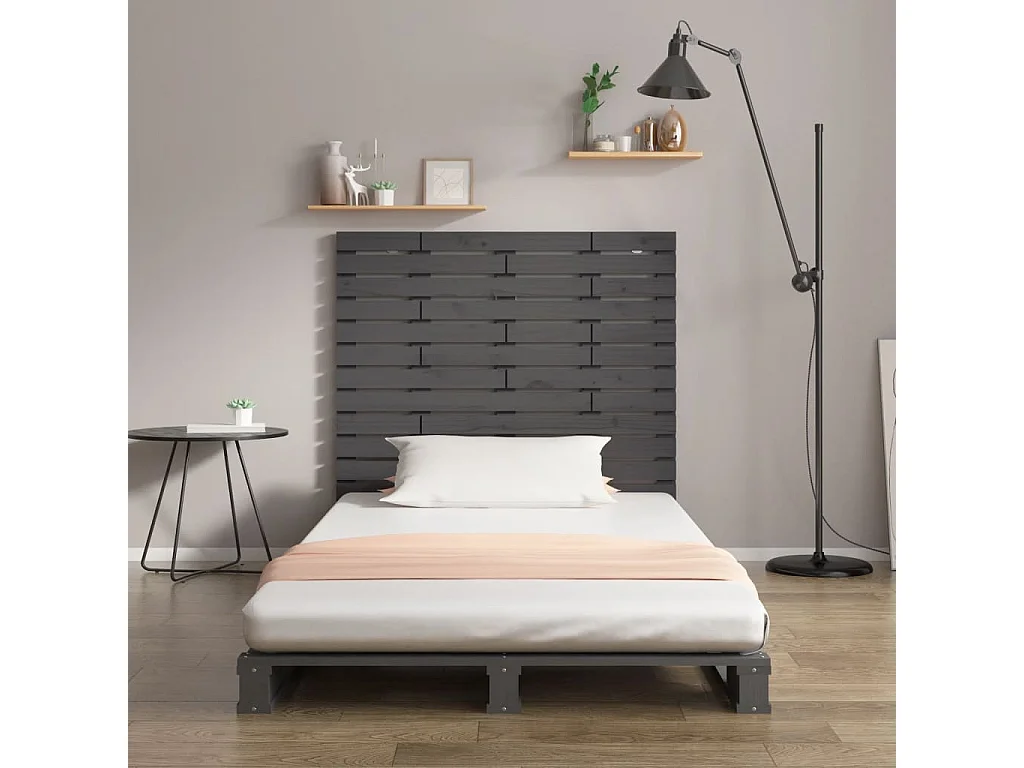 Wand-Kopfteil für Bett | Bett-Kopfteil Grau 146x3x91,5 cm Massivholz Kiefer -MN214407