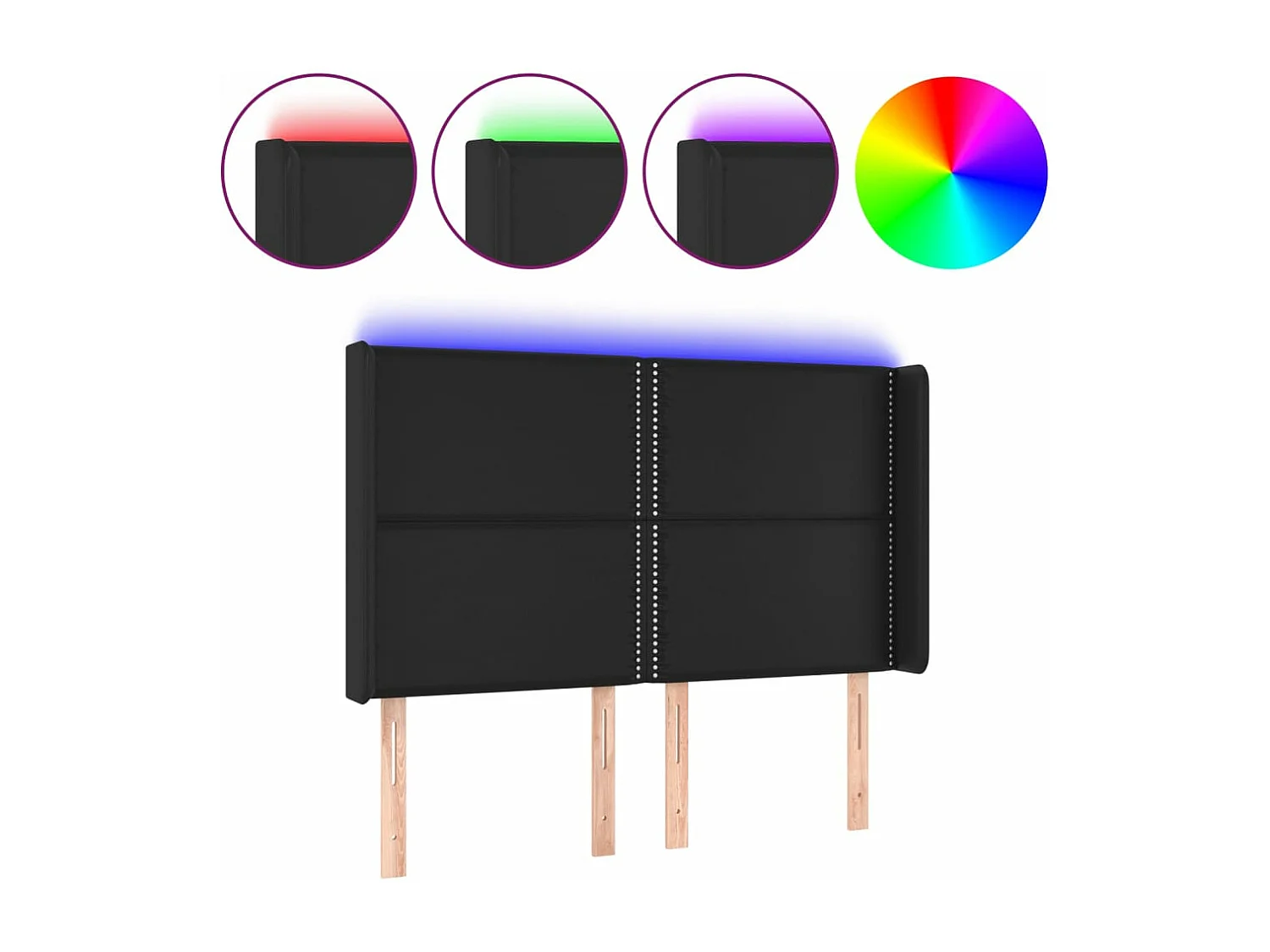 LED - Kopfteil für Bett | Bett-Kopfteil Schwarz 147x16x118/128 cm Kunstleder -MN875483