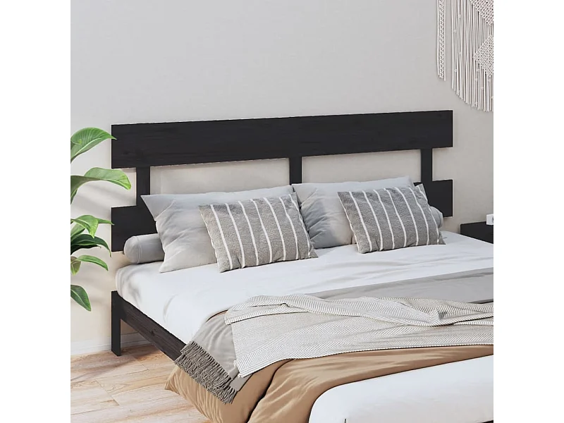 Kopfteil für Bett | Bett-Kopfteil Schwarz 184x3x81 cm Massivholz Kiefer -MN592321