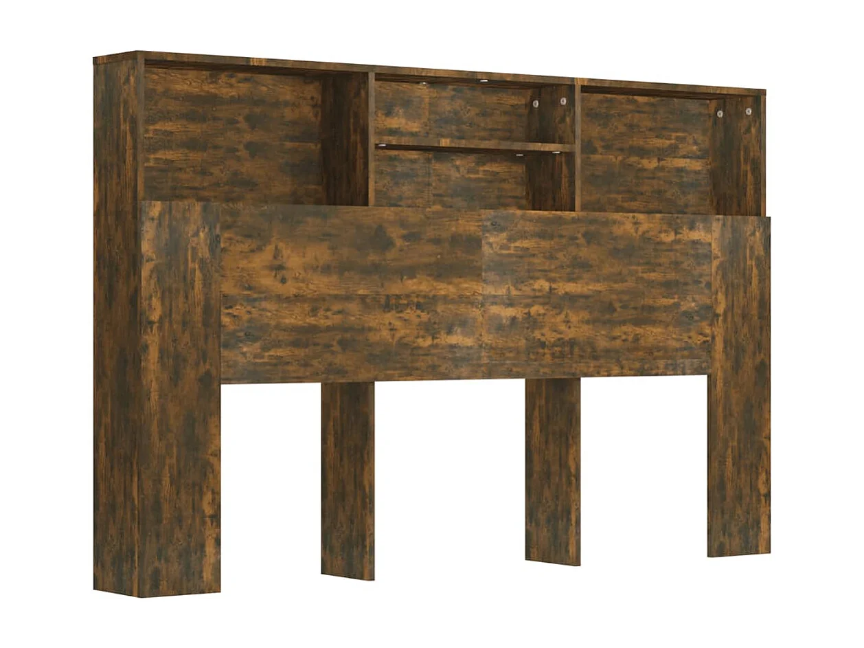 Kopfteil für Bett | Bett-Kopfteil mit Ablagen Räuchereiche 160x19x103,5 cm -MN618990