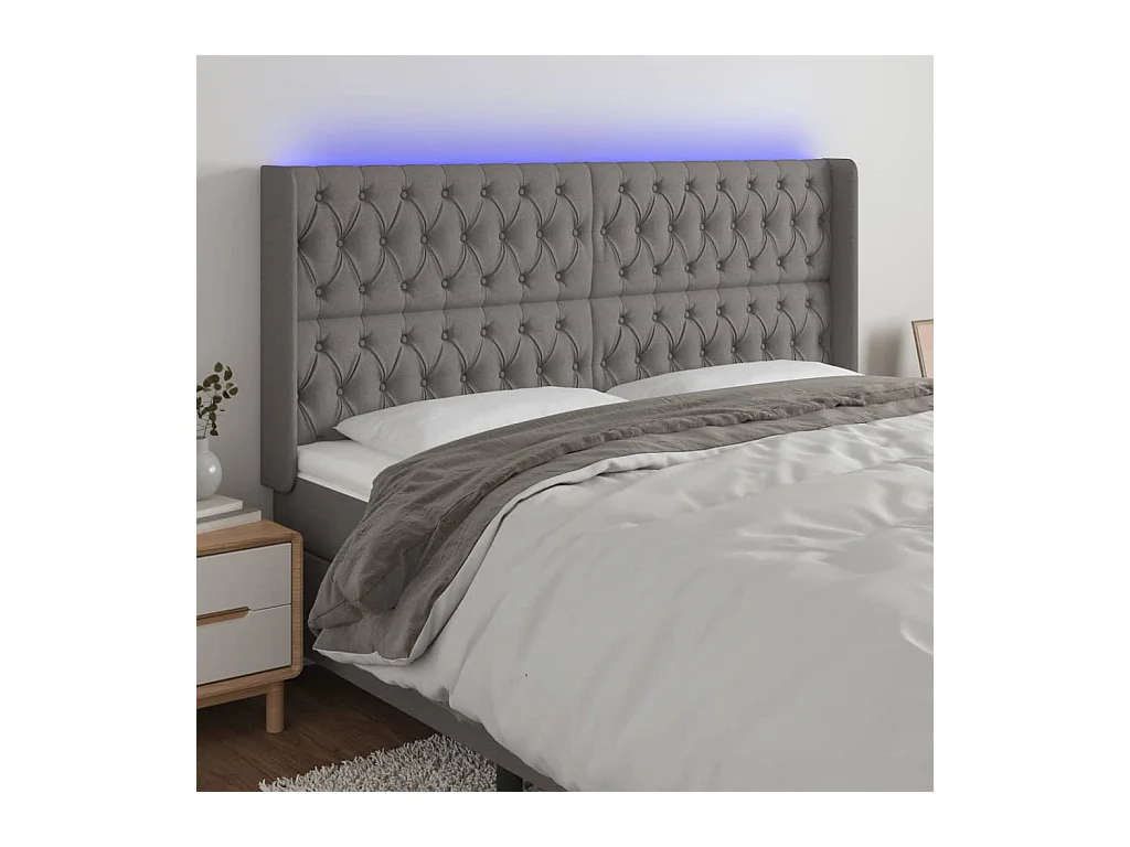 LED - Kopfteil für Bett | Bett-Kopfteil Dunkelgrau 183x16x118/128 cm Stoff -MN107730