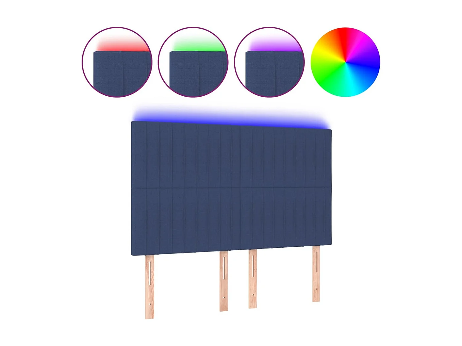 LED - Kopfteil für Bett | Bett-Kopfteil Blau 144x5x118/128 cm Stoff -MN101604