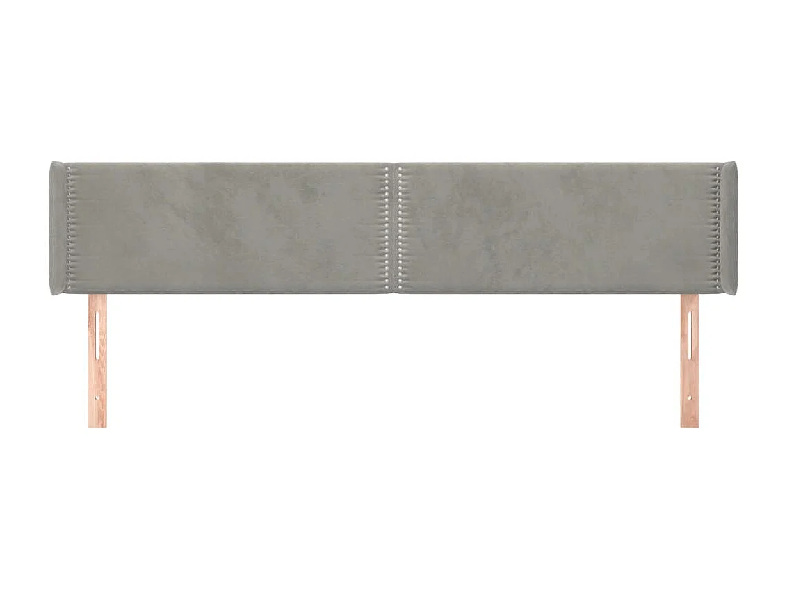 Kopfteil für Bett | Bett-Kopfteil mit Ohren Hellgrau 203x16x78/88 cm Samt -MN161801
