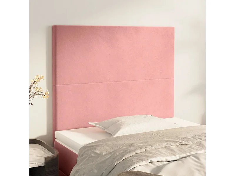 2er Kopfteil für Bett | Bett-Kopfteile Rosa 100x5x78/88 cm Samt -MN160997