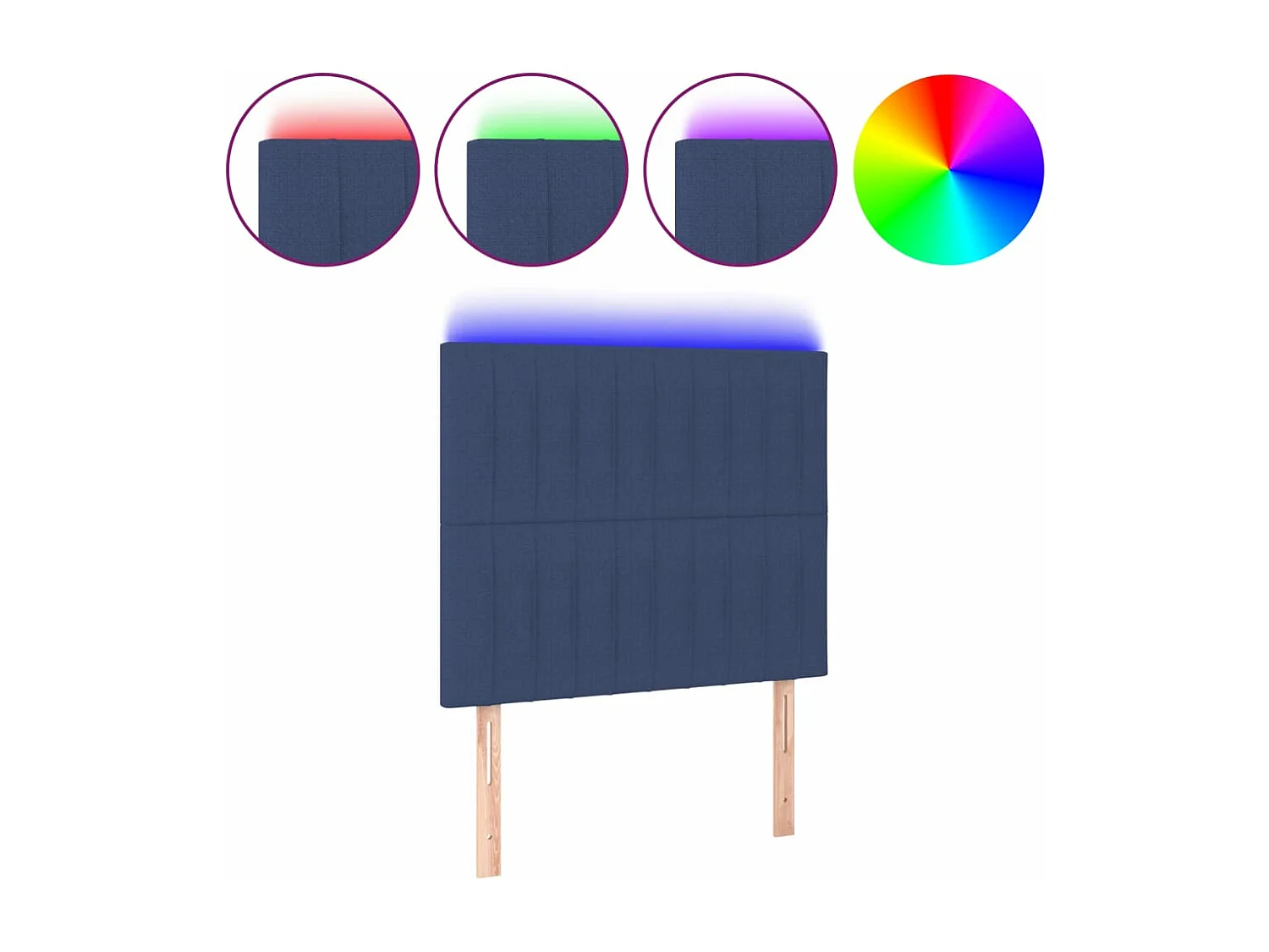 LED - Kopfteil für Bett | Bett-Kopfteil Blau 90x5x118/128 cm Stoff -MN870041