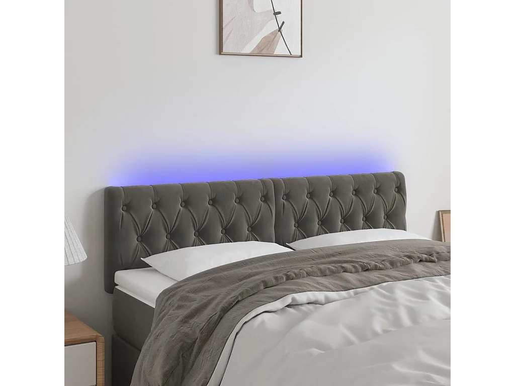 LED - Kopfteil für Bett | Bett-Kopfteil Dunkelgrau 160x7x78/88 cm Samt -MN612291