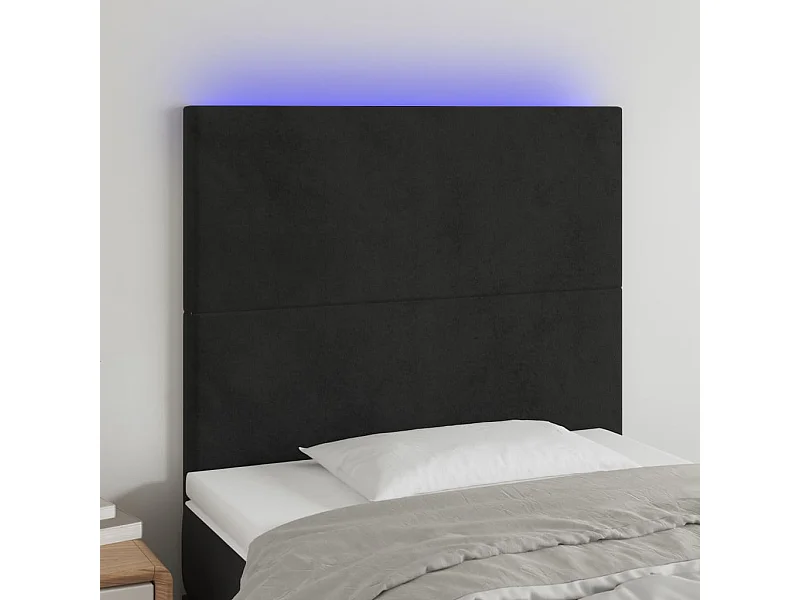 LED - Kopfteil für Bett | Bett-Kopfteil Schwarz 100x5x118/128 cm Samt -MN924661